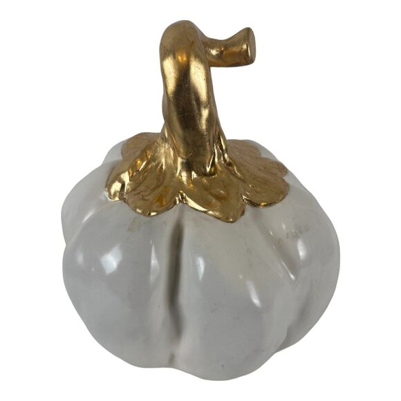 STUDIO B by MAGENTA Gold White PUMPKIN Ceramic Handmade Thanksgiving Halloween - Picture 4 of 11
